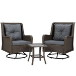 Gardeon 3PC Outdoor Furniture Bistro Set Lounge Wicker Swivel Chairs Table Cushion Black Media 1 of 8