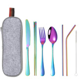 8 pcs Tableware Dinnerware Portable Stainless Steel Camping Travel Cutlery Set