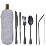 8 pcs Tableware Dinnerware Portable Stainless Steel Camping Travel Cutlery Set - Catching Deals