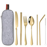 8 pcs Tableware Dinnerware Portable Stainless Steel Camping Travel Cutlery Set - Catching Deals