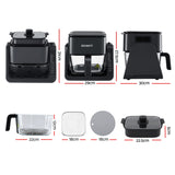 Devanti 2-IN-1 Air Fryer 5.5L Dual Zone Fryers Electric Cooker with Top BBQ Grill & Bot