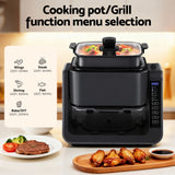 Devanti 2-IN-1 Air Fryer 5.5L Dual Zone Fryers Electric Cooker with Top BBQ Grill & Bot