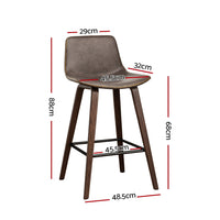 Artiss 4x Bar Stools Vintage Leather Wooden Solid Plywood