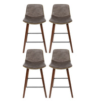Artiss 4x Bar Stools Vintage Leather Wooden Solid Plywood