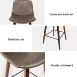 Artiss 4x Bar Stools Vintage Leather Wooden Solid Plywood