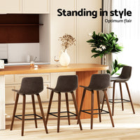 Artiss 4x Bar Stools Vintage Leather Wooden Solid Plywood