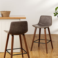 Artiss 4x Bar Stools Vintage Leather Wooden Solid Plywood