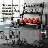 Everfit Dumbbell Rack 3-Tier Heavy Duty Weight Storage for Home Gym 300kg Capacity Black