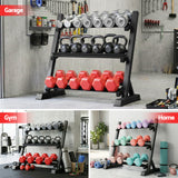 Everfit Dumbbell Rack 3-Tier Heavy Duty Weight Storage for Home Gym 300kg Capacity Black