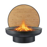Grillz Fire Pit Table with Lid Deep Fire Bowl Wood Burning BBQ Grill for Backyard Camping Patio Picnic