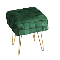Artiss Ottoman Foot Stool Living Room Bedroom Woven Velvet Green