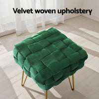 Artiss Ottoman Foot Stool Living Room Bedroom Woven Velvet Green