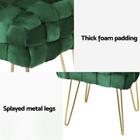 Artiss Ottoman Foot Stool Living Room Bedroom Woven Velvet Green