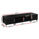 Modern TV Entertainment Unit Stand 190cm Cabinet Shelving Storage Black
