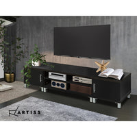 Modern TV Entertainment Unit Stand 190cm Cabinet Shelving Storage Black