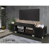 Modern TV Entertainment Unit Stand 190cm Cabinet Shelving Storage Black