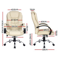 Executive Office Chair Computer Gaming High Black Chairs PU Leather Tilt Beige