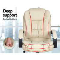Executive Office Chair Computer Gaming High Black Chairs PU Leather Tilt Beige