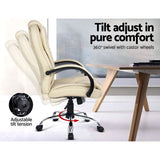 Executive Office Chair Computer Gaming High Black Chairs PU Leather Tilt Beige