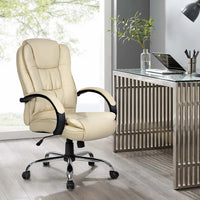 Executive Office Chair Computer Gaming High Black Chairs PU Leather Tilt Beige