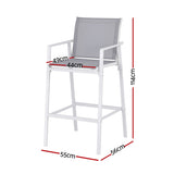 Gardeon 2PC Outdoor Bar Stools Dining Chairs Patio Furniture Garden Steel Textilene White
