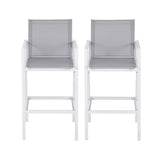 Gardeon 2PC Outdoor Bar Stools Dining Chairs Patio Furniture Garden Steel Textilene White