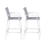 Gardeon 2PC Outdoor Bar Stools Dining Chairs Patio Furniture Garden Steel Textilene White