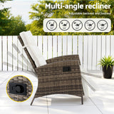 Gardeon 3PC Outdoor Bistro Set Recliner Chairs Table Sun lounge Patio Furniture Wicker Adjustable