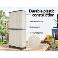 Gardeon 173cm Outdoor Storage Cabinet Box Lockable Cupboard Sheds Garage Adjustable Beige