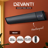 Devanti Electric Radiant Strip Heater Outdoor 1800W Panel Heater Bar Remote Home