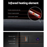 Devanti Electric Radiant Strip Heater Outdoor 1800W Panel Heater Bar Remote Home