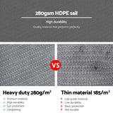 3x3x4.3m Instahut Shade Sail Triangle 280GSM 98% Grey Shade Cloth