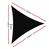 5x5x5m Instahut Shade Sail Triangle 280GSM 98% Black Shade Cloth