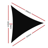 5x5x5m Instahut Shade Sail Triangle 280GSM 98% Black Shade Cloth