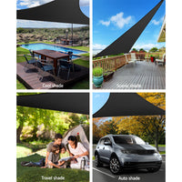 5x5x5m Instahut Shade Sail Triangle 280GSM 98% Black Shade Cloth