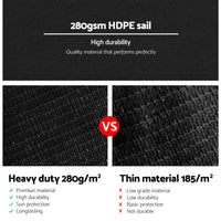 5x5x5m Instahut Shade Sail Triangle 280GSM 98% Black Shade Cloth
