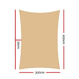 3x6m Instahut Shade Sail Rectangle 185GSM 95% Sand Shade Cloth