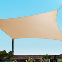 3x6m Instahut Shade Sail Rectangle 185GSM 95% Sand Shade Cloth