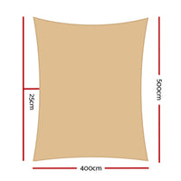 4x5m Instahut Waterproof Shade Sail Rectangle Sand 95% Shade Cloth