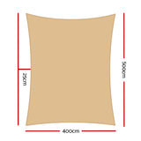 4x5m Instahut Waterproof Shade Sail Rectangle Sand 95% Shade Cloth