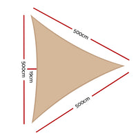 5x5x5m Instahut Waterproof Shade Sail Rectangle Sand 95% Shade Cloth
