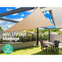 5x5x5m Instahut Waterproof Shade Sail Rectangle Sand 95% Shade Cloth