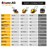 BAUMR-AG 125kg 450x630mm 7HP Plate Compactor, 32kN Vibratory Compaction, Wheel Kit, Protective Paver Pad, Commercial-Grade