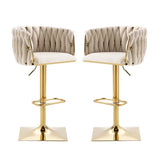 SERENITà Modern Velvet Breakfast Bar Stools Swivel Barstools Adjustable Counter Stools with Backrest Set of 2 iVORY
