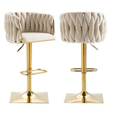 SERENITà Modern Velvet Breakfast Bar Stools Swivel Barstools Adjustable Counter Stools with Backrest Set of 2 iVORY