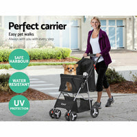 Pet Stroller Dog Cat Cage Carrier Travel Pushchair Foldable Pram