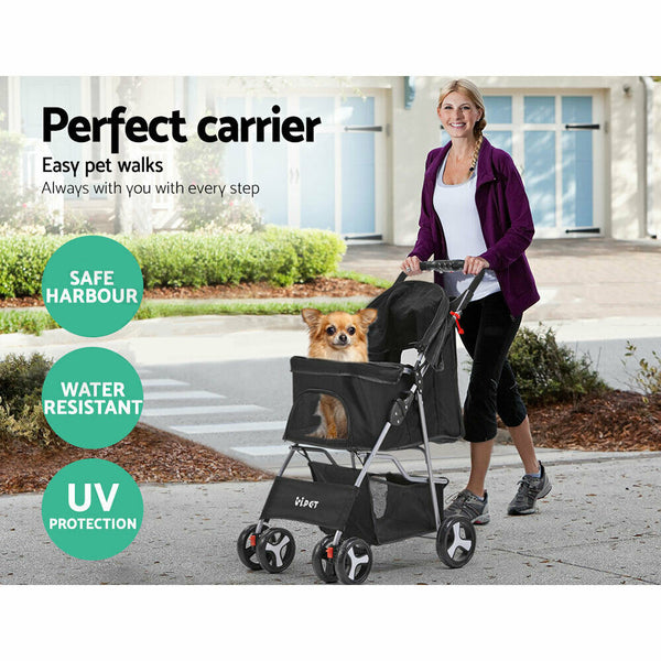 Pet Stroller Dog Cat Cage Carrier Travel Pushchair Foldable Pram
