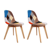 2 x Artiss Retro Replica DSW Dining Chairs Cafe Chair Kitchen Multi Color Fabric - Catching Deals