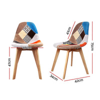 2 x Artiss Retro Replica DSW Dining Chairs Cafe Chair Kitchen Multi Color Fabric - Catching Deals