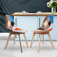 2 x Artiss Retro Replica DSW Dining Chairs Cafe Chair Kitchen Multi Color Fabric - Catching Deals
